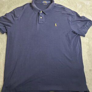 Polo Ralph Lauren Shirt Mens XL Navy Blue Flesh Pony Pima Soft Touch Preppy Golf